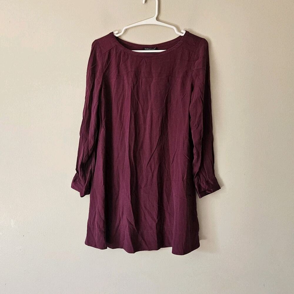 EILEEN FISHER Purple Dress Tunic 100% Silk Women's Size PS Small